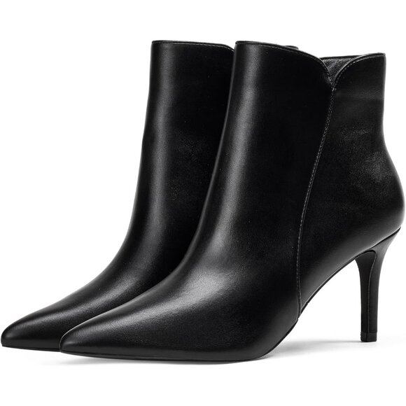 ⚡Women's Black Chic Heeled Ankle Boots Sexy Pointed Toe 3 Inch High Heel Fashion - Picture 5 of 8